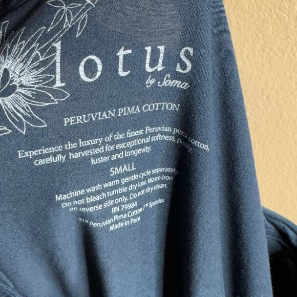 Soma Lotus Peruvian Pima Cotton Floral T-Shirt Shorts Sleeve Women’s Small Black - Picture 6 of 7